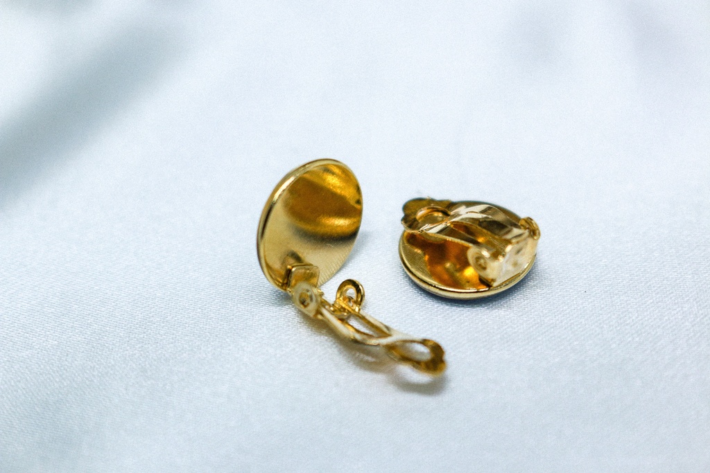 ちいさなまるいイヤリング 青い雪 ブルー×ホワイトパール 蝶バネ式 金具の色が選べます