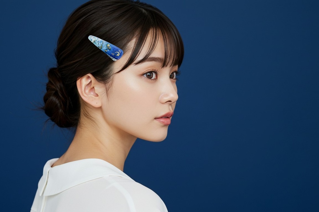 【流星図鑑】ヘアクリップ マーメイドブルー×クリア シルバー金具