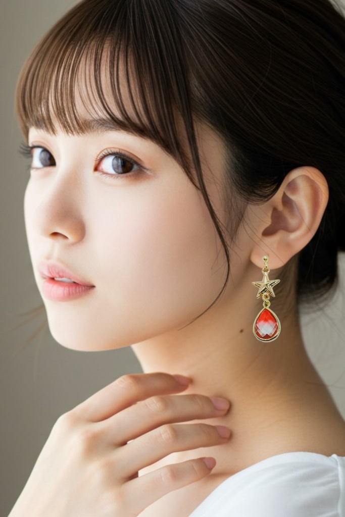 【約束の灯(あかり)】 グラデーションガラスと星のピアス ゴールド金具 イヤリング変更可能