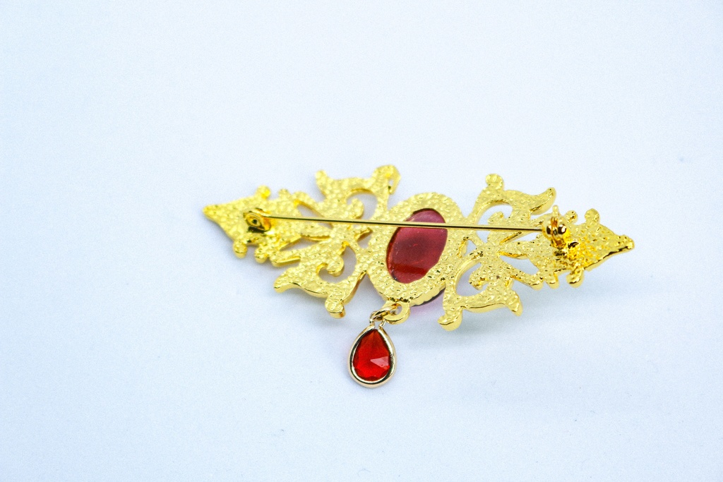 【蒼の吐息― ドラゴンブレス】チェコガラスのアンティークブローチ ゴールド金具