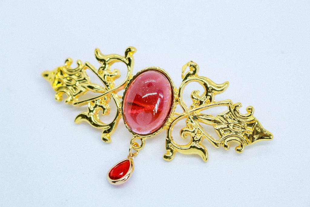 【蒼の吐息― ドラゴンブレス】チェコガラスのアンティークブローチ ゴールド金具