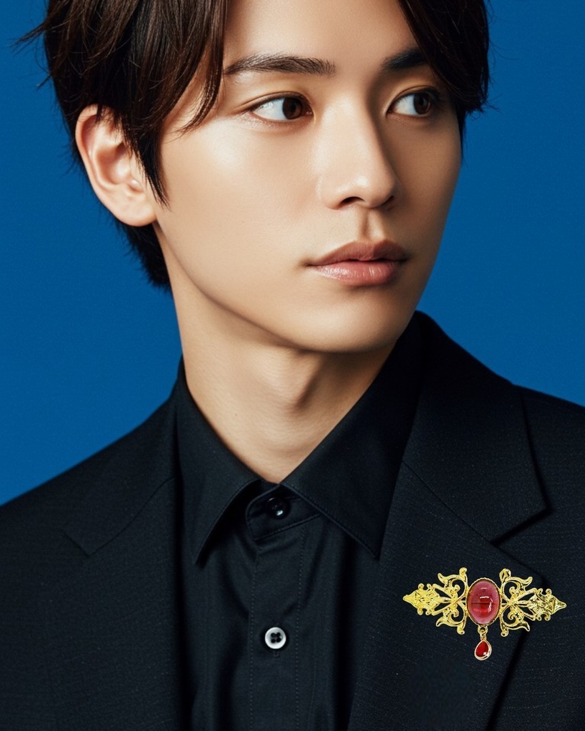 【蒼の吐息― ドラゴンブレス】チェコガラスのアンティークブローチ ゴールド金具