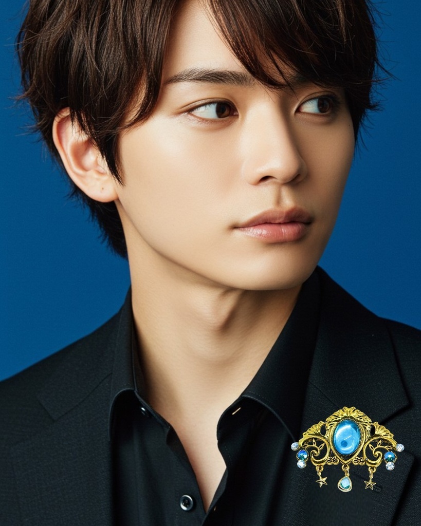 【光の余韻】  チェコガラスブローチ クリアスカイブルー ゴールド金具