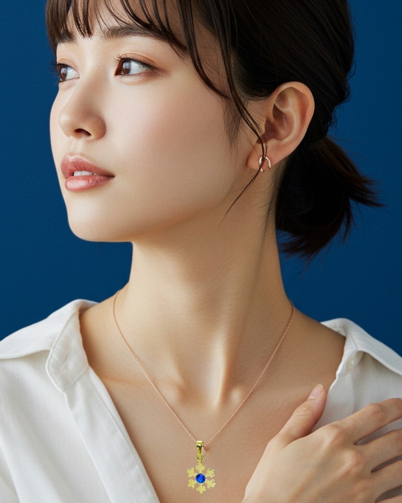 【蒼の結晶】雪の結晶ネックレス カプリブルー 選べる金具色 クリスマスプレゼントにも