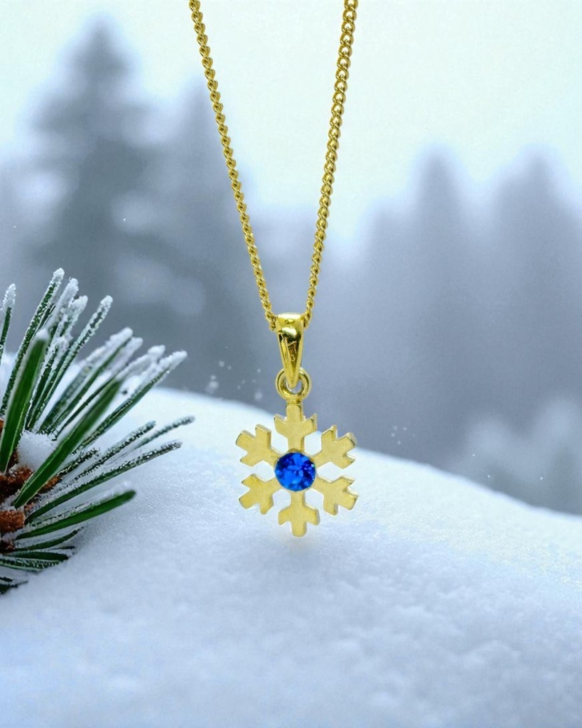 【蒼の結晶】雪の結晶ネックレス カプリブルー 選べる金具色 クリスマスプレゼントにも