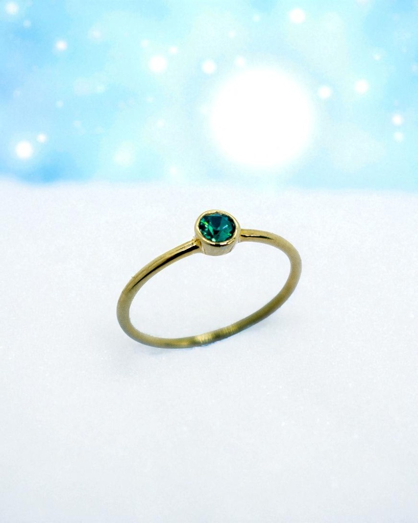 【Ring】 - 芽吹きの指環 ― “エメラルドカラーのクリスタルガラスリング” ―10号&13号金具の色が選べます