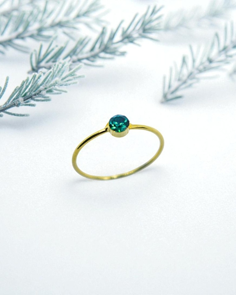 【Ring】 - 芽吹きの指環 ― “エメラルドカラーのクリスタルガラスリング” ―10号&13号金具の色が選べます