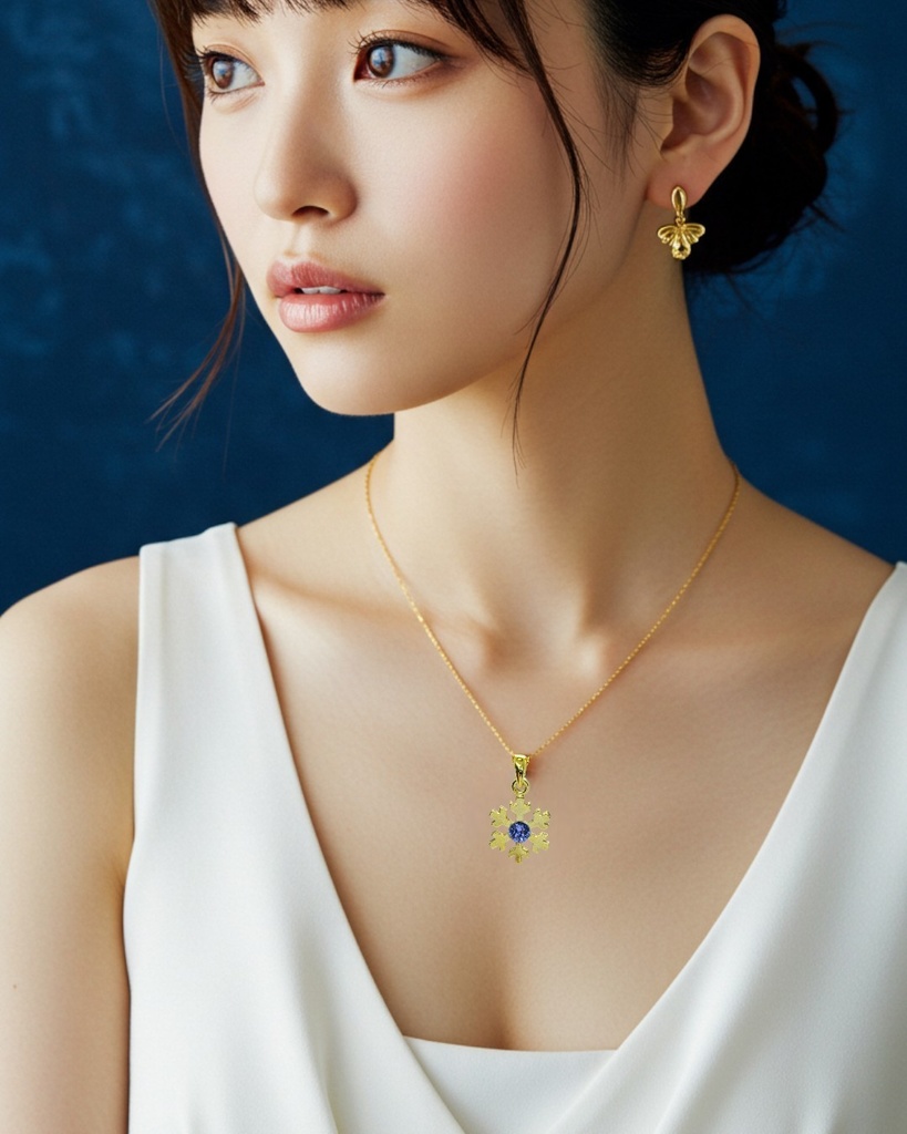 【青紫の祈り】雪の結晶ネックレス タンザナイト 選べる金具色 クリスマスプレゼントにも