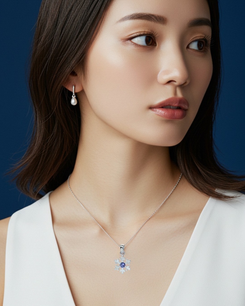 【青紫の祈り】雪の結晶ネックレス タンザナイト 選べる金具色 クリスマスプレゼントにも