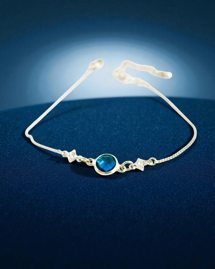 クリスタルガラスのブレスレット ミッドナイトブルーカラー シルバー金具