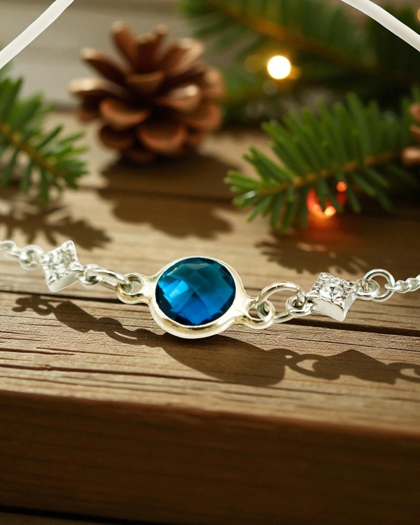 クリスタルガラスのブレスレット ミッドナイトブルーカラー シルバー金具