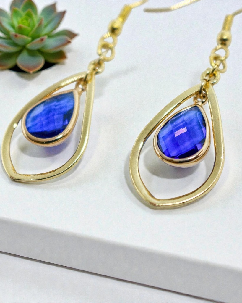 Teardrop のピアス MajesticBlue ゴールド金具 イヤリング変更可能