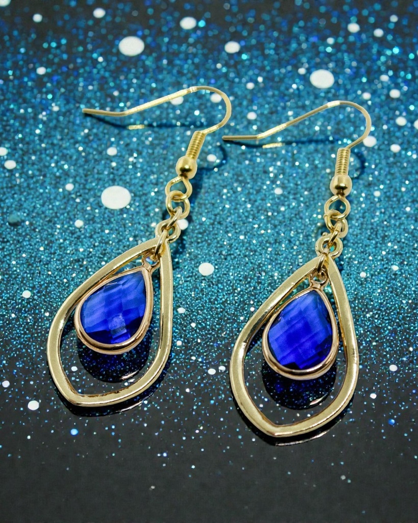 Teardrop のピアス　MajesticBlue　ゴールド金具　イヤリング変更可能