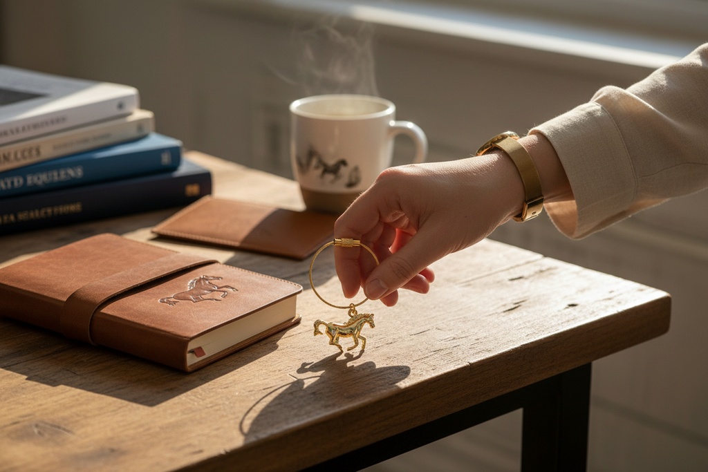 【丙午の守】ワイヤーキーホルダー ゴールド