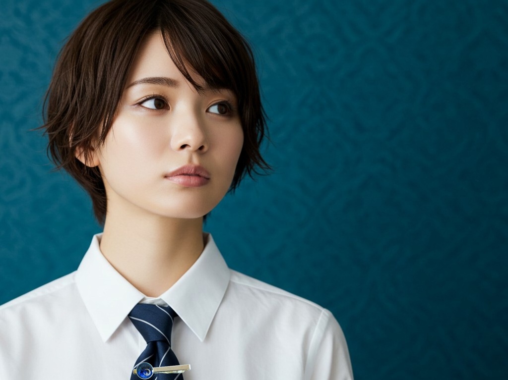【女性シャツ用】蒼月(そうげつ)三日月のネクタイピン ダークブルー×オーロラ シルバー金具