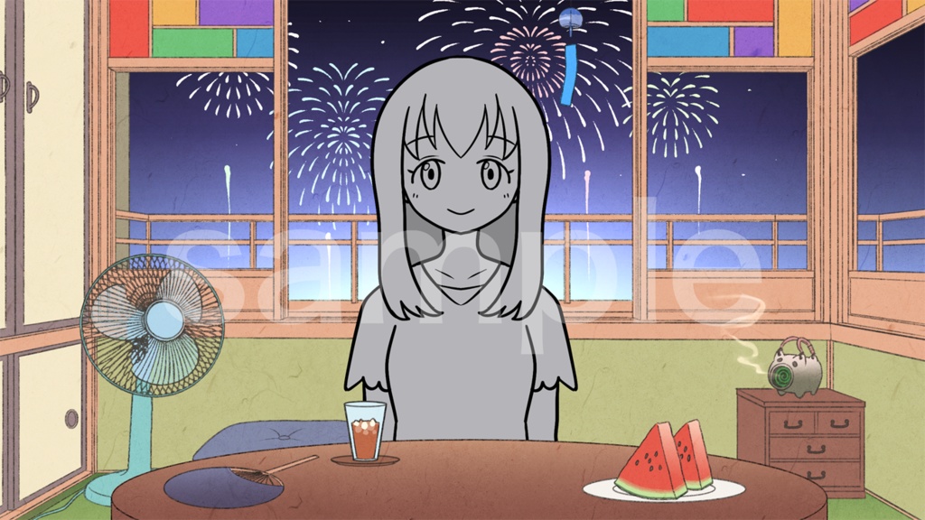 【配信背景】夏の小さな和室【浮世絵風】