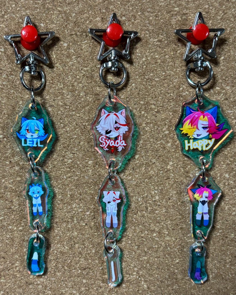 ミニミニ3連アクリルキーホルダー🩷❤️💙