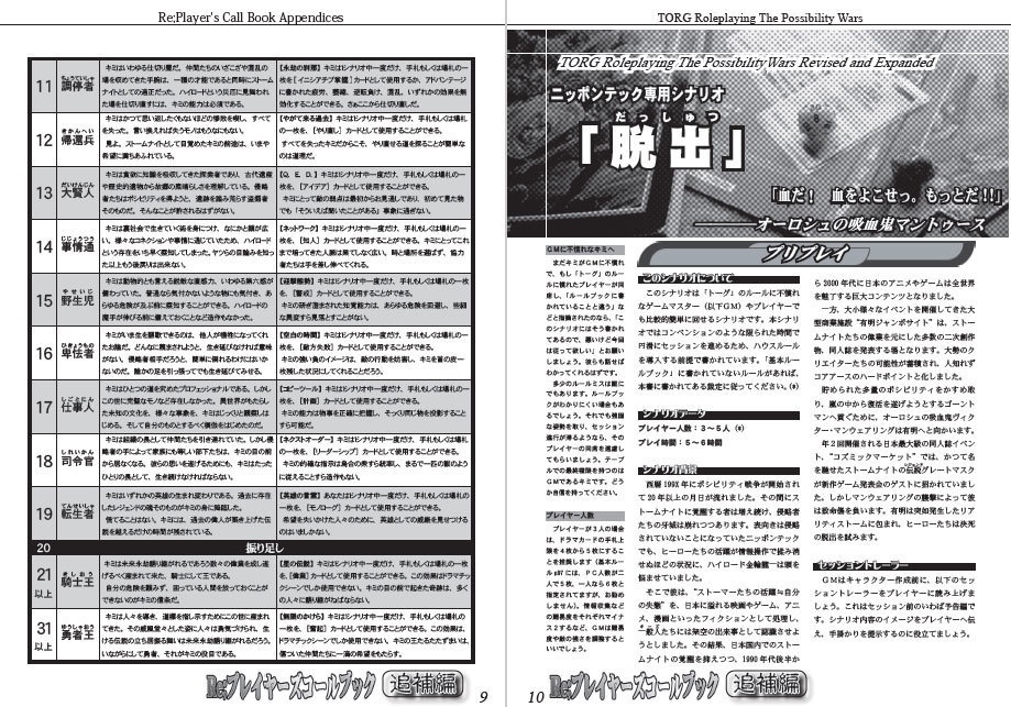 Re;プレイヤーズコールブック追補編