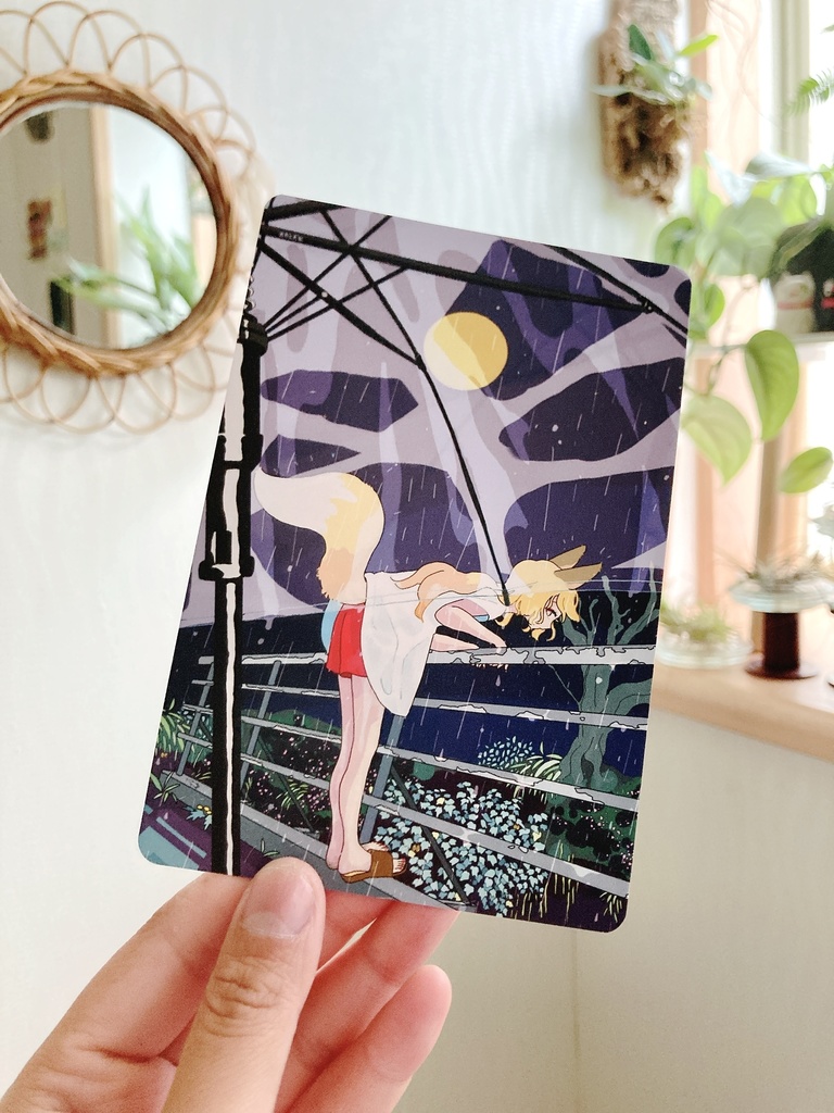 両面印刷ポストカード2枚セット(きつね・白鳥)