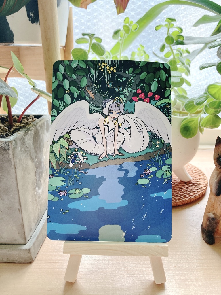 両面印刷ポストカード2枚セット(きつね・白鳥)