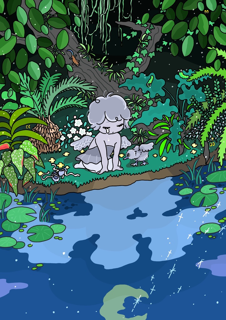 両面印刷ポストカード2枚セット(きつね・白鳥)