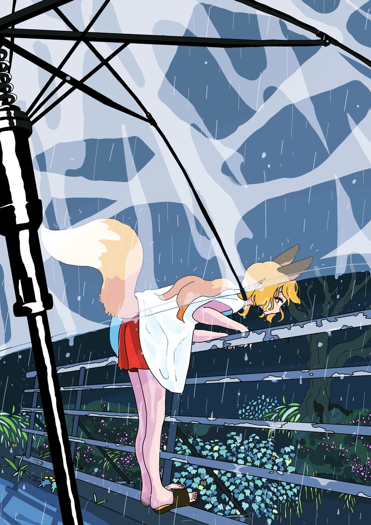 両面印刷ポストカード2枚セット(きつね・白鳥)