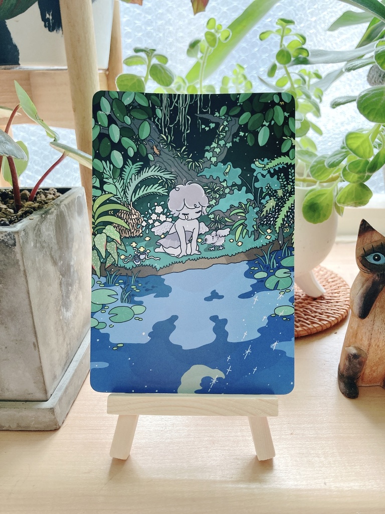 両面印刷ポストカード2枚セット(きつね・白鳥)