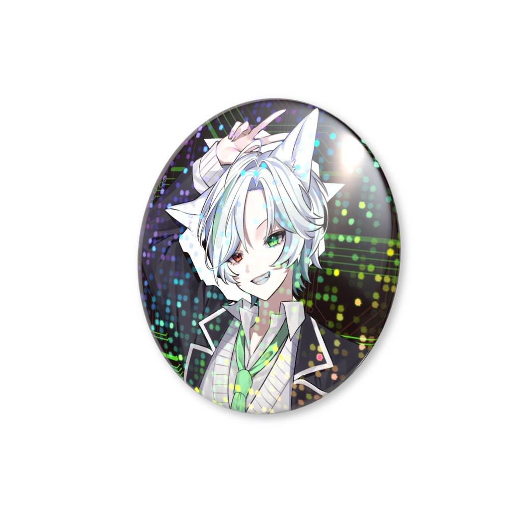 【一周年記念グッズ】ホログラム缶バッチ - 翡翠シュラ