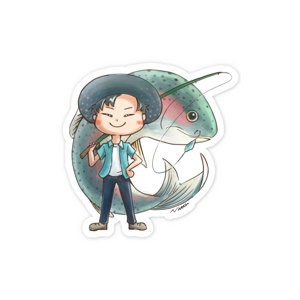 ニジマス釣り男子