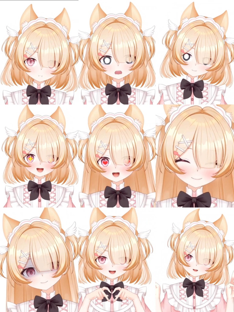 限定一点【Live2Dモデル】エンジェル - 癒し系猫耳メイド・翼付きアバター