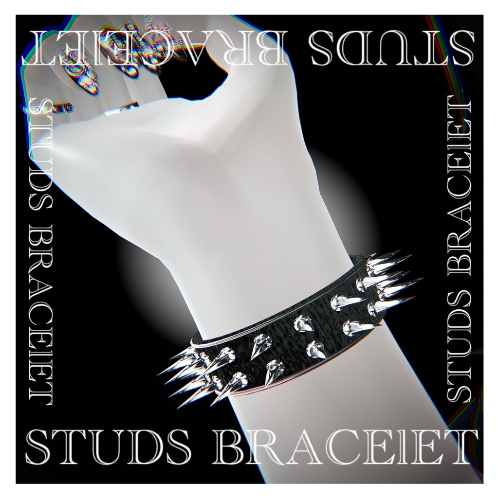 【9アバター対応】STUDS BRACELET【3Dモデル For VRChat】