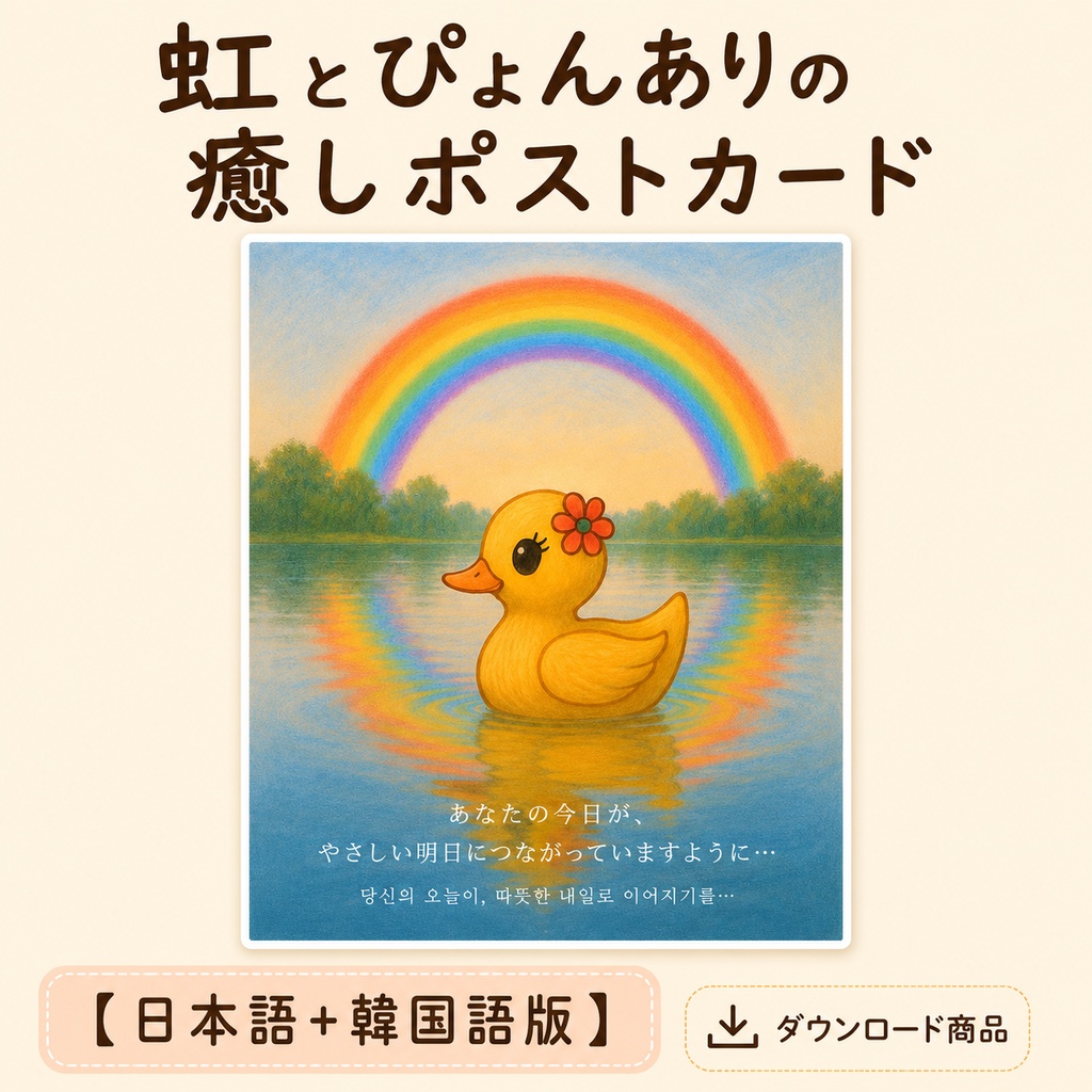 虹とぴょんありの癒しポストカード【日本語＋韓国語版】