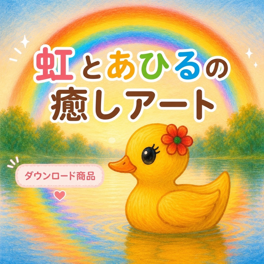 虹とあひるの癒しポストカード【文字無し版】