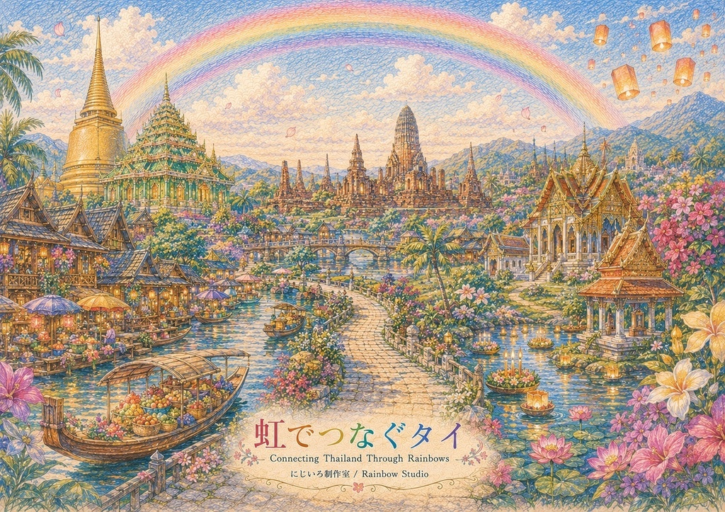 虹でつなぐタイ【アートコレクション・JPGダウンロード版】