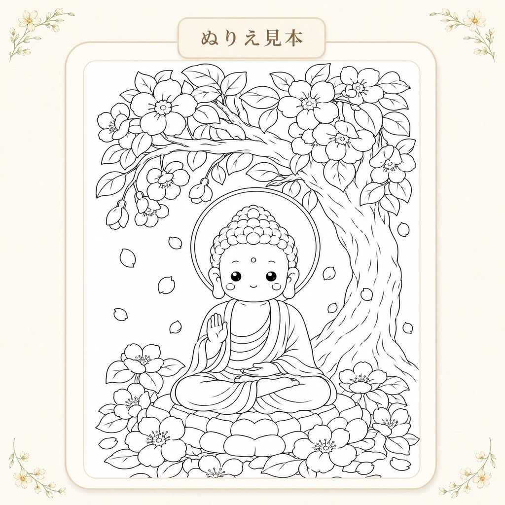 やさしい仏画ぬりえ総集編【40枚セット・PDFダウンロード版】