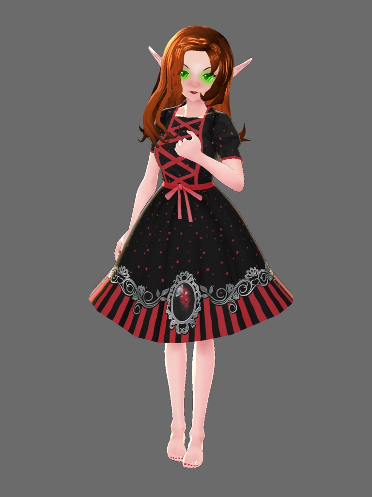 [VROID] Red Skies at Night Lolita Dress