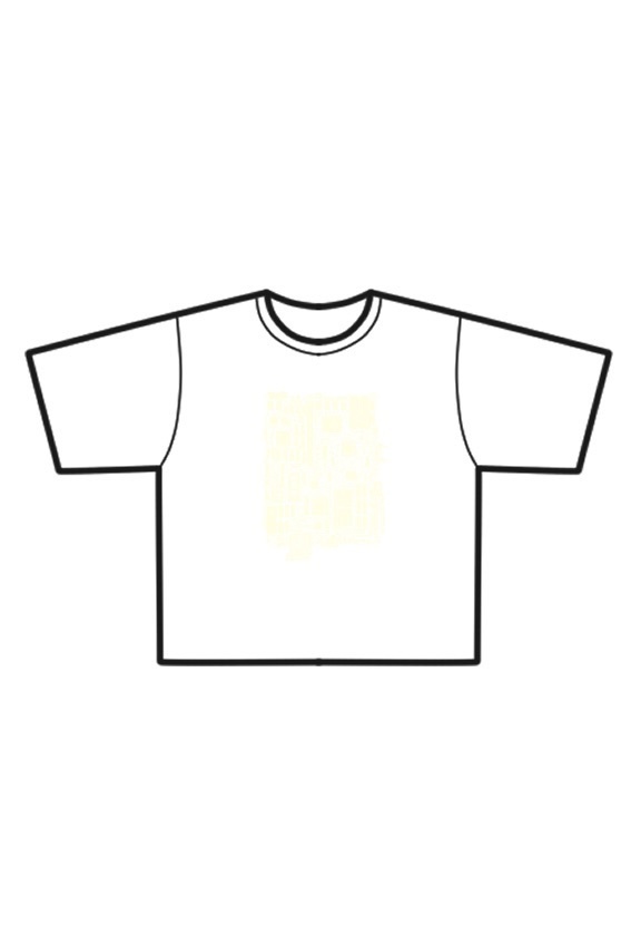 ショート丈Tシャツ　白×キナリ