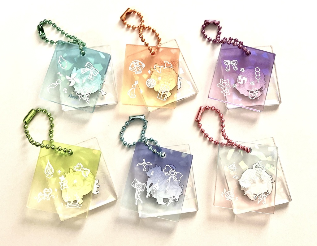 原神 神さま&美少年仙人2連アクキー(ホログラム&グラデ)