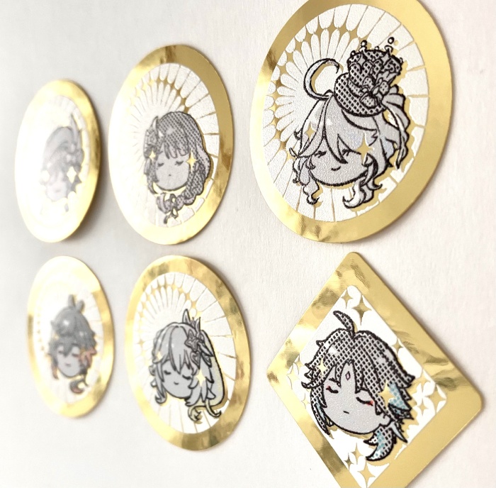 原神 神さま&美少年仙人金ピカミニステッカー