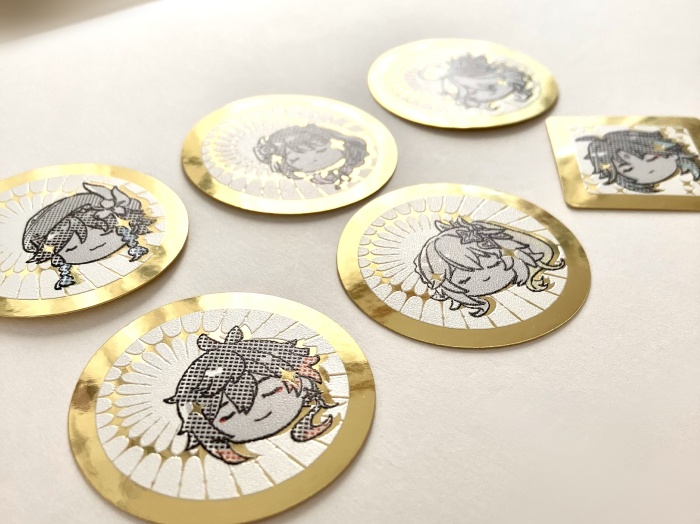 原神 神さま&美少年仙人金ピカミニステッカー