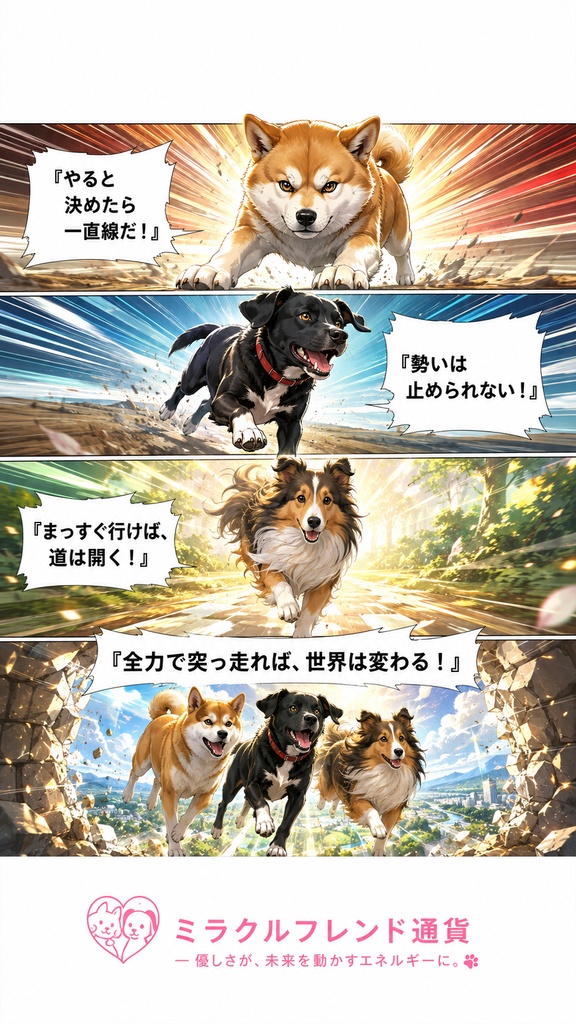 四字熟語の　四コマ漫画