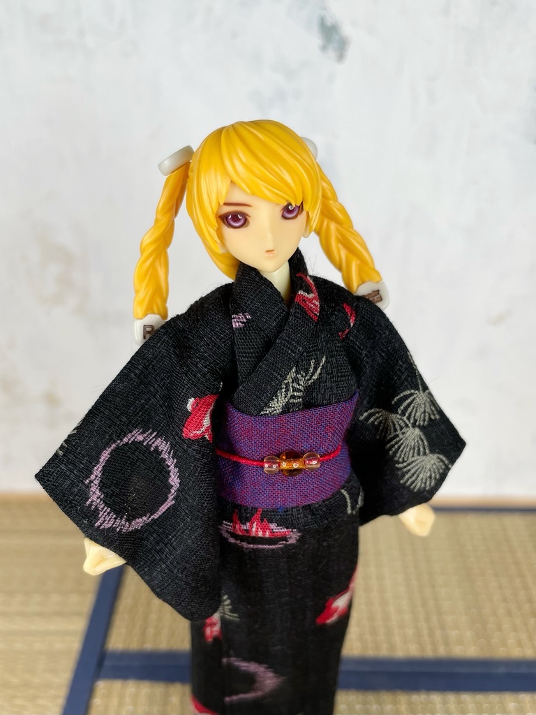 1/12スケール 浴衣・黒地に金魚