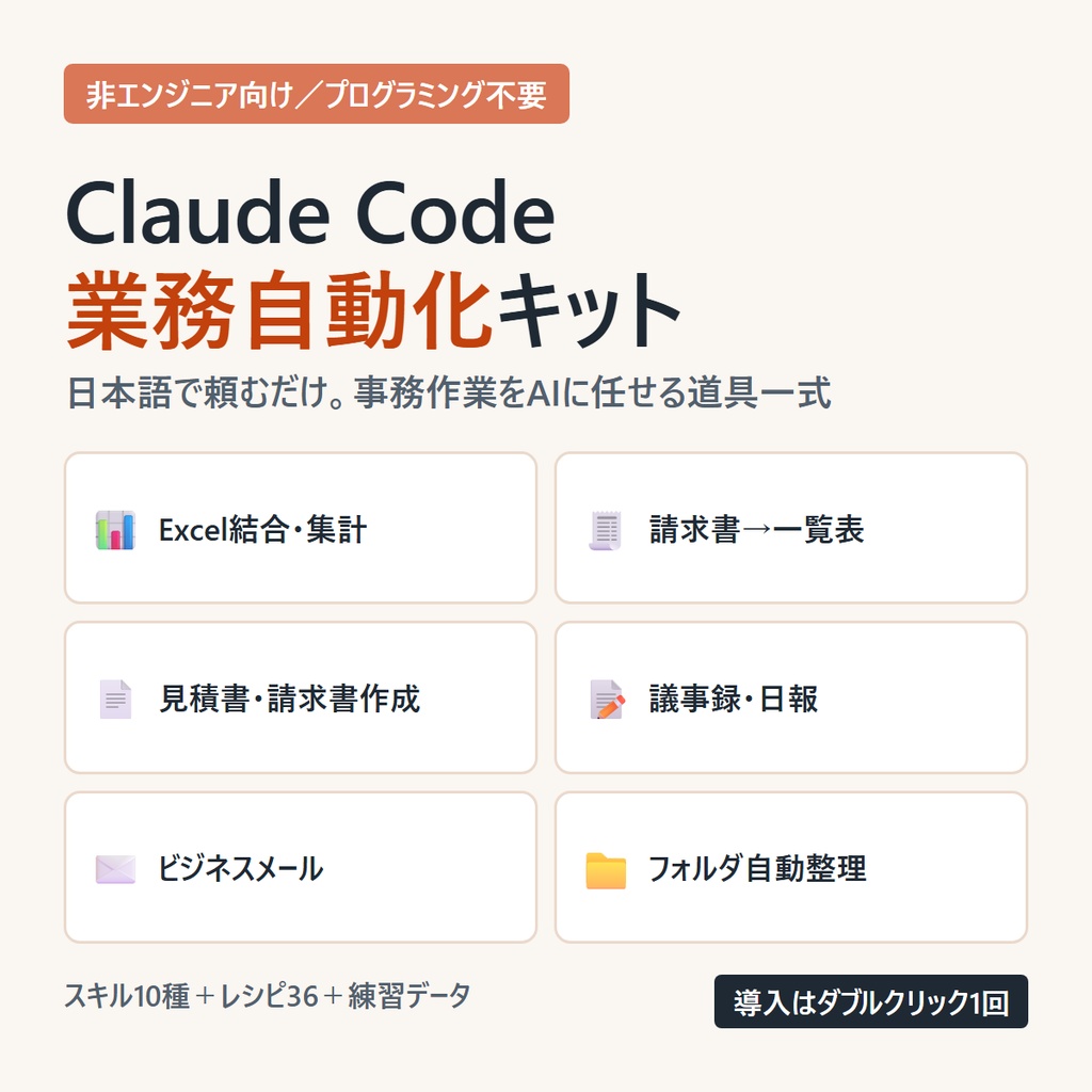 【無料】Claude Code 業務自動化キット お試し版|議事録・ビジネスメールをAIに任せる(Python不要)