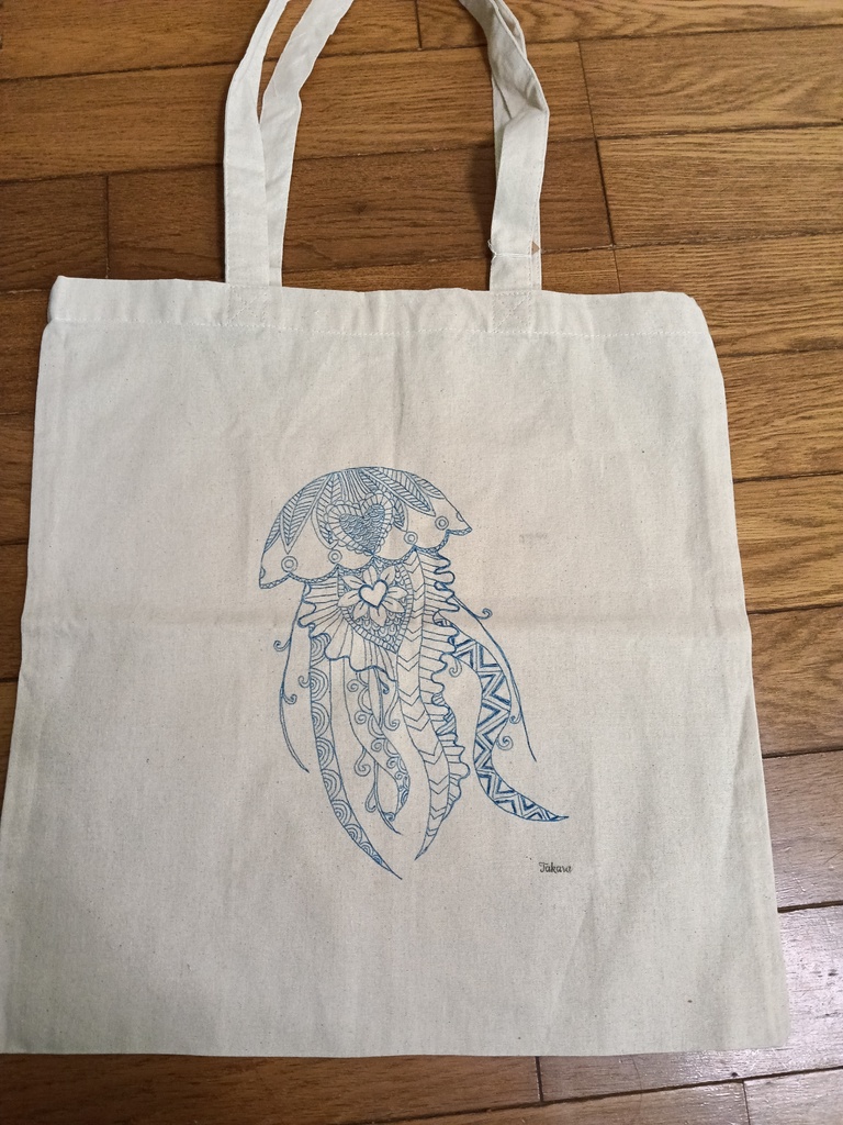 クラゲ ゼンタングルエコバッグ 手描き一点物