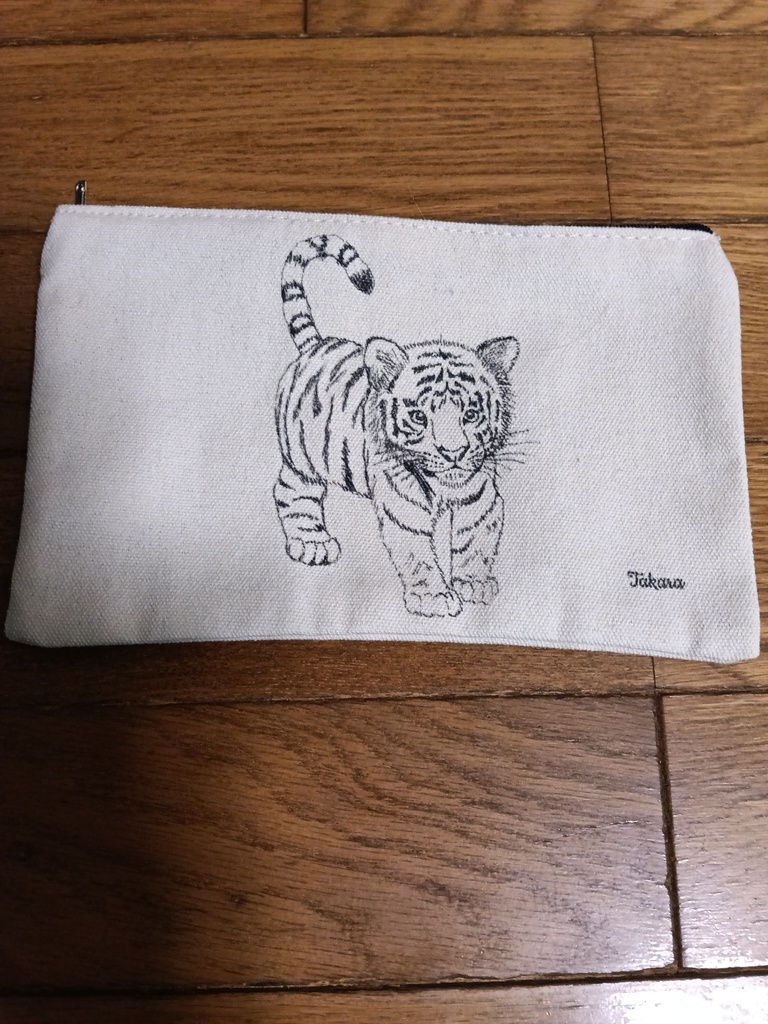 白虎 ポーチ 手描き一点物