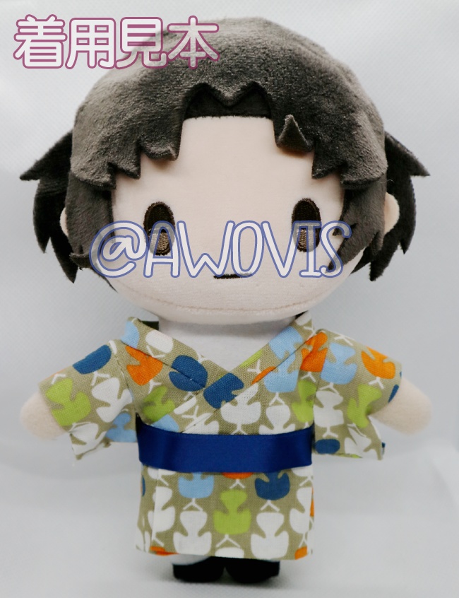 おしゃぬいサイズ浴衣(りんご飴とシマエナガ)