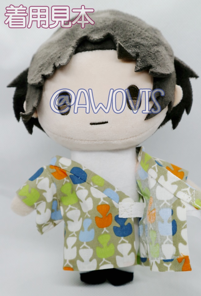 おしゃぬいサイズ浴衣(りんご飴とシマエナガ)