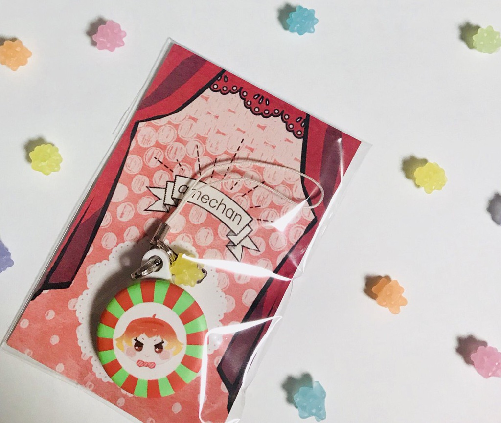 飴ちゃん風缶バッチストラップ