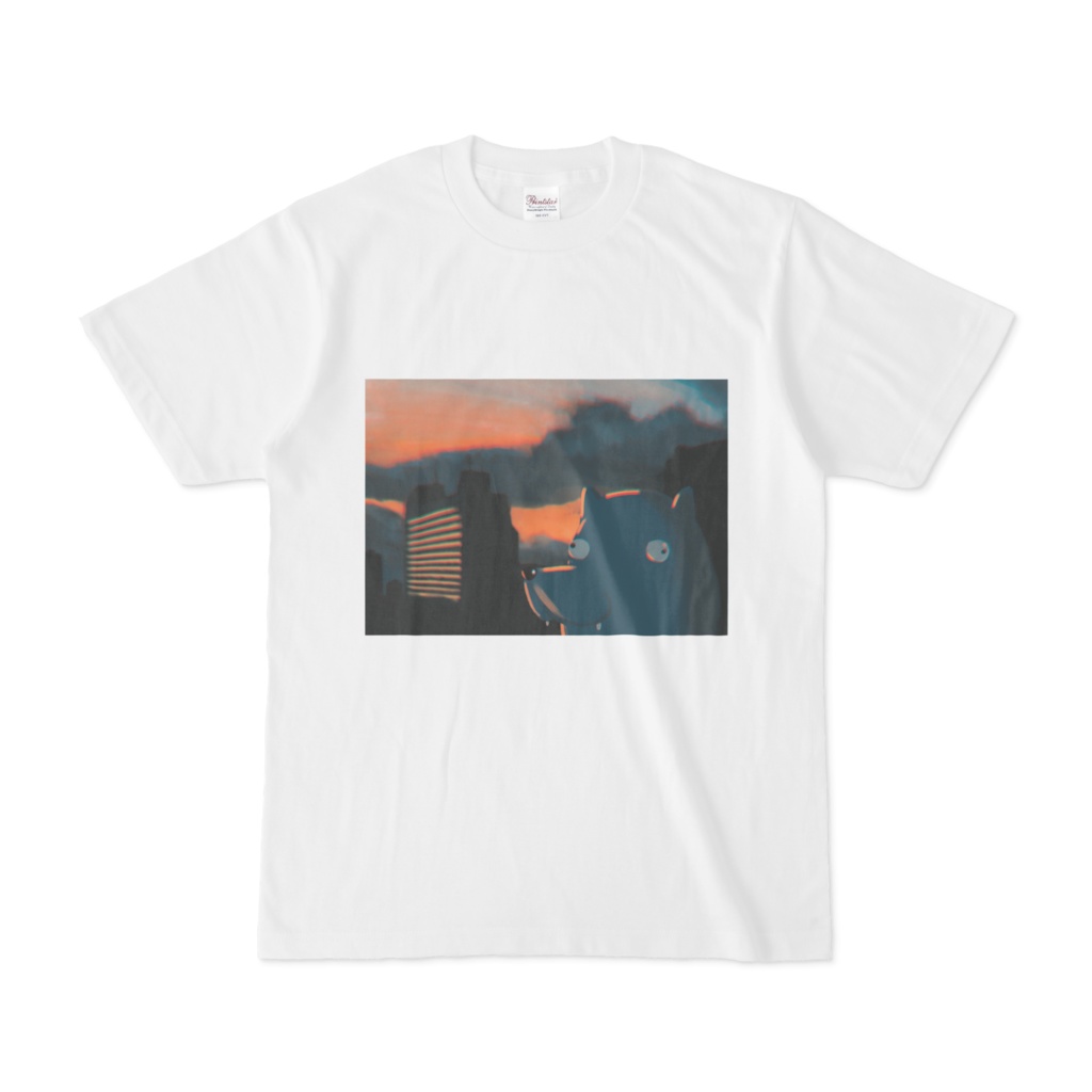 夕焼け犬tシャツ ホワイト Oden De Shop Booth