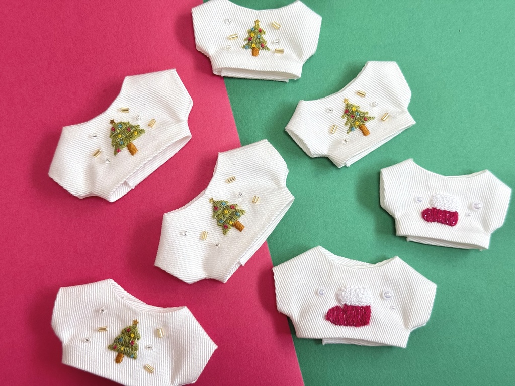 【8㌢】クリスマス刺繍シャツ【10㌢】
